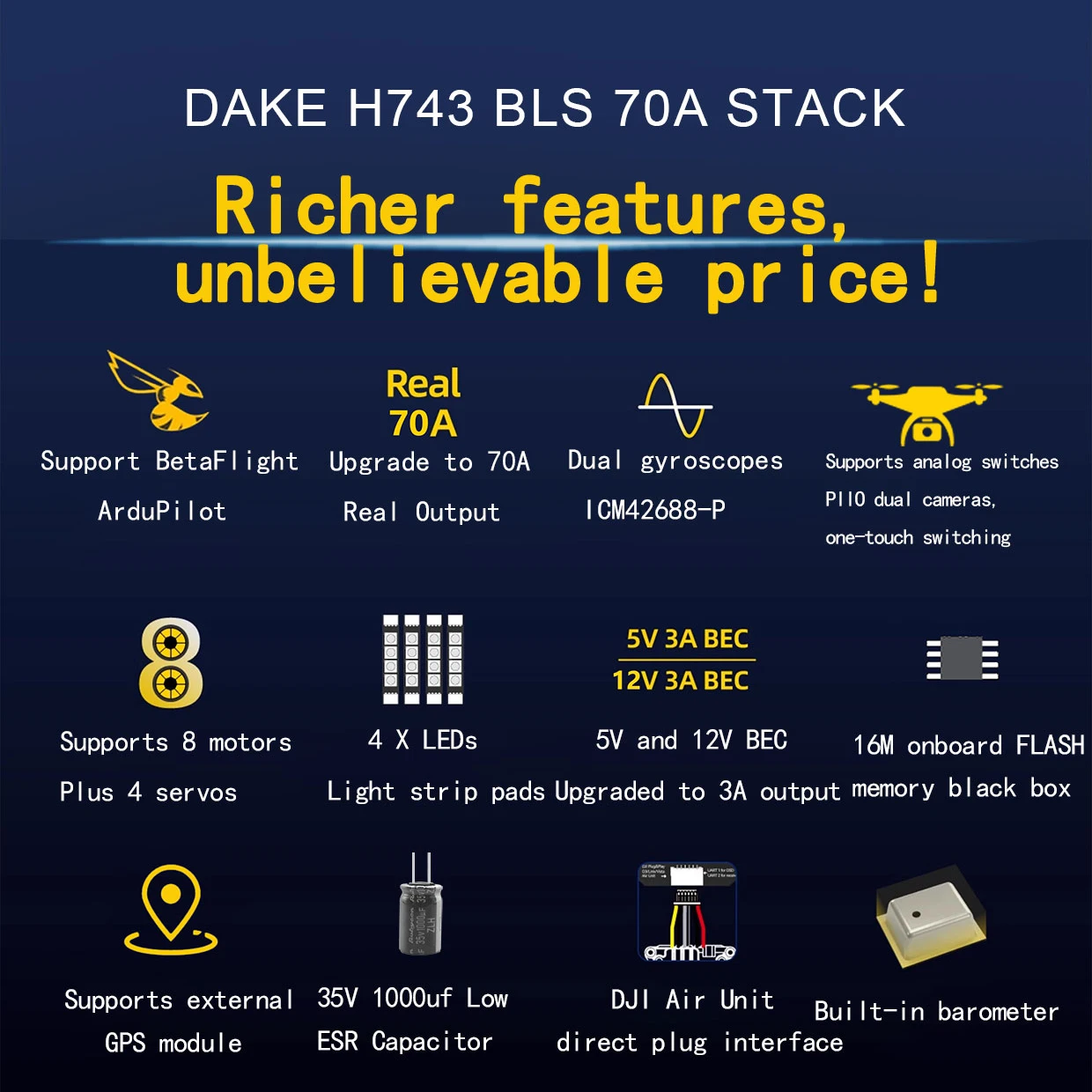 H743 Metal Mark4 Flight Contro - огляд і ціна Betaflight Fc