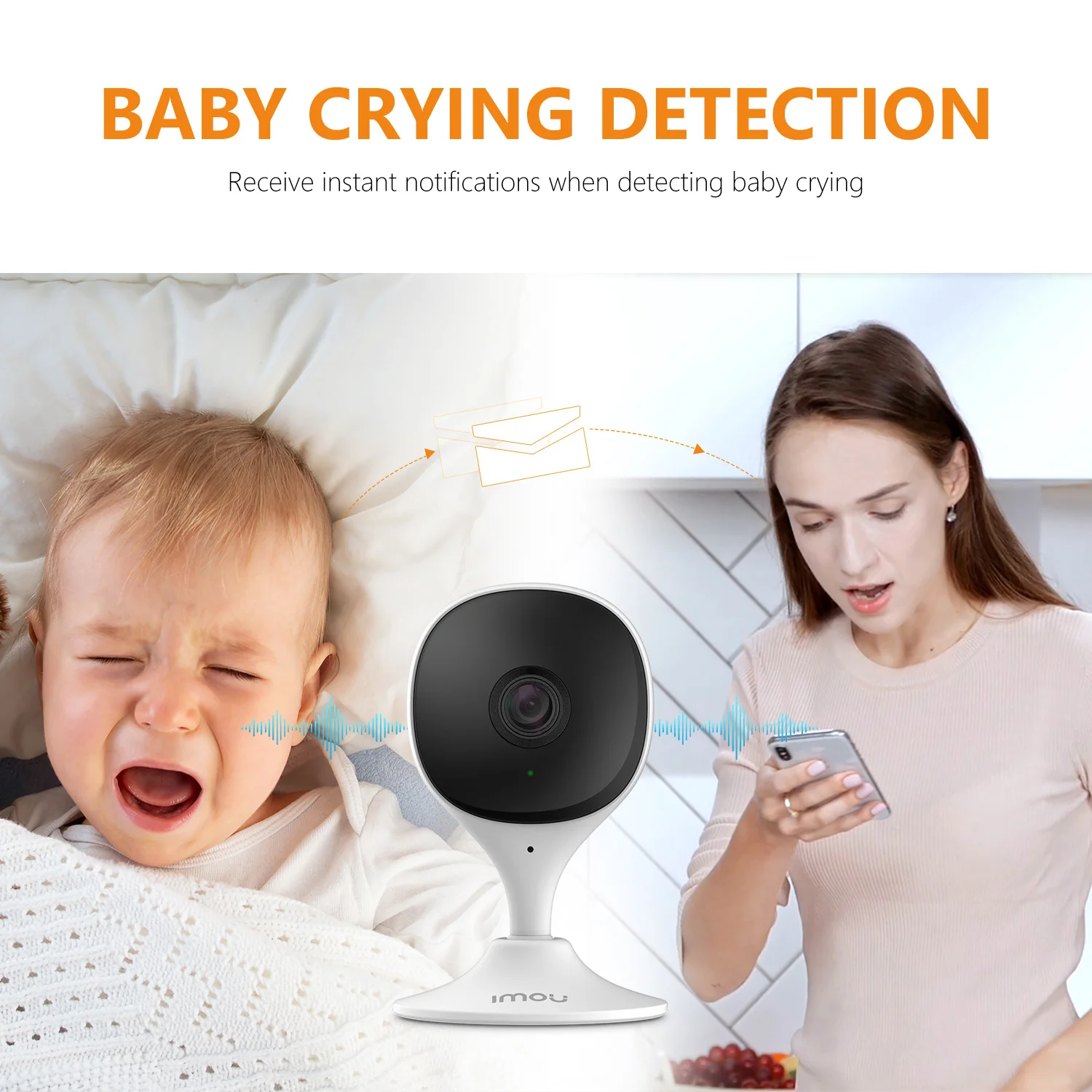 Imou cue 2c wi fi câmera monitor do bebê câmera de detecção humana compacto visão noturna inteligente câmera interior mini vigilância