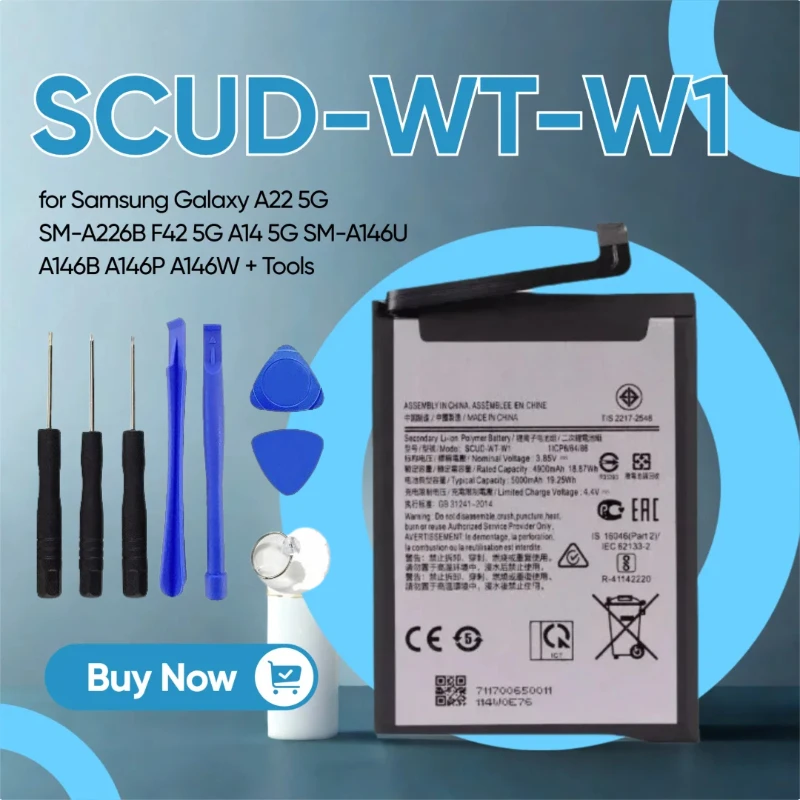 

New 5000mAh SCUD-WT-W1 Battery for Samsung Galaxy A22 5G SM-A226B F42 5G A14 5G SM-A146U A146B A146P A146W + Tools
