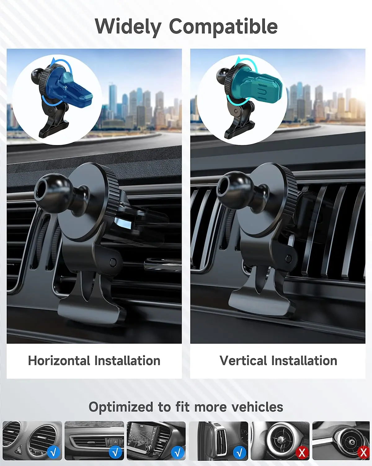 Untoom 17mm Kugelkopfbasis für Autotelefonhalterung Universelle Auto-Lüftungs-Handyhalterung GPS-Halterung Auto-Luftauslass-Clip-Halterung – Detail 4