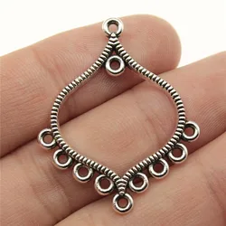 WYSIWYG 4pcs 37x31mm 2 Colors Hollow Porous Earring Connector Pendant For DIY Jewelry Making Handmade Jewelry Craft Findings