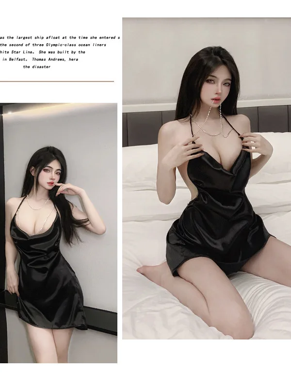 Colletto in pile Nero Backless Catena di cristallo Mini abito Discoteca sexy Nuova biancheria intima Ragazza Abito Elegante Hot Sexy Donne coreane 7RNS