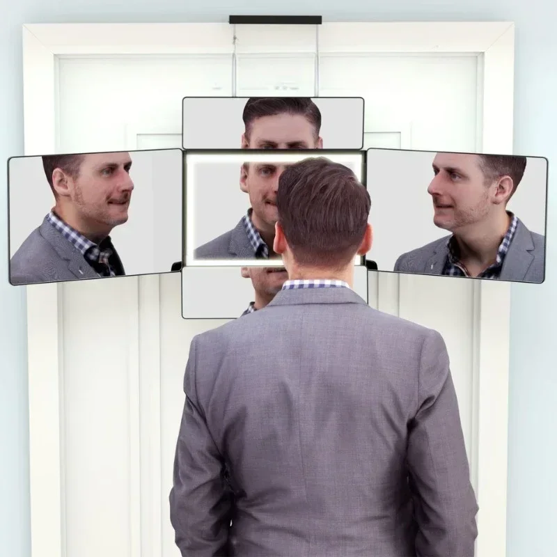 

360° Rechargeable Self Haircut Mirror with LED Lights and Height Adjustable for Self Hair Cutting 5 Way Mirror