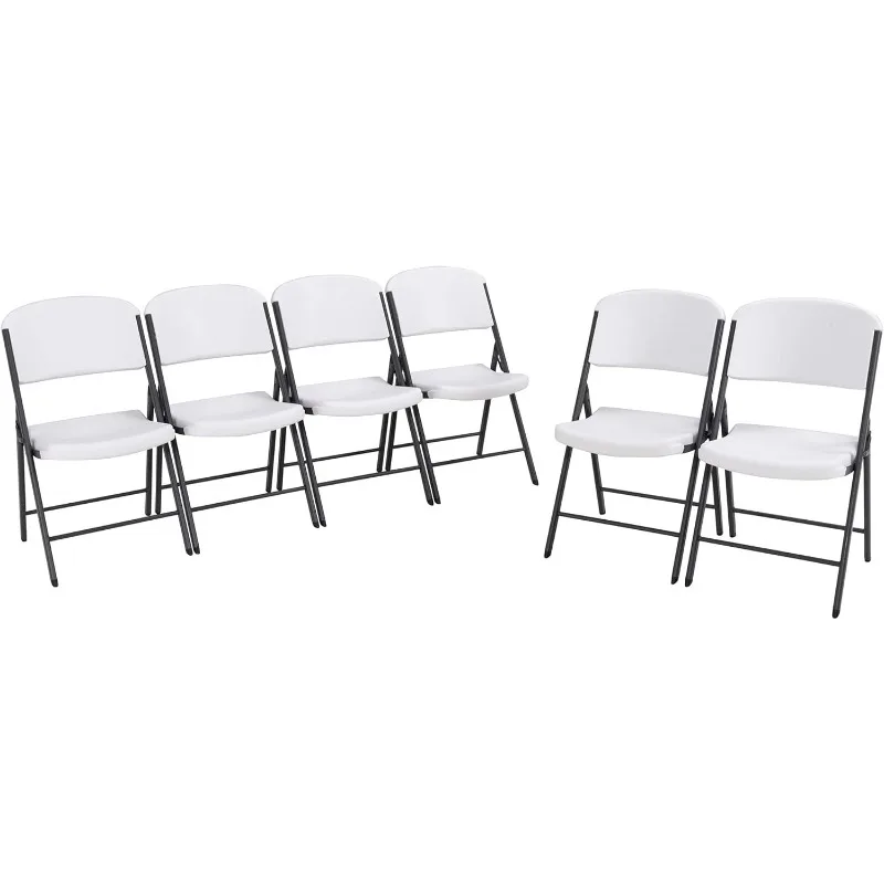 80747 Commercial Grade Folding Chairs, 6 Pack, White Granite