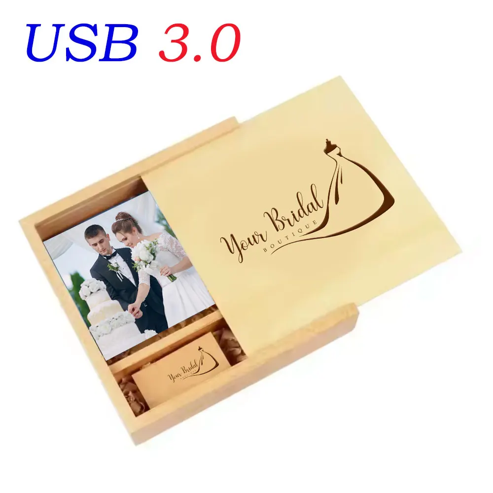 

Флеш-накопители USB из кленового дерева в подарочной коробке для фотографий, реальная емкость, бесплатная персонализация, 64 ГБ/32 ГБ/16 ГБ/8 ГБ/4 ГБ, флешка-ручка