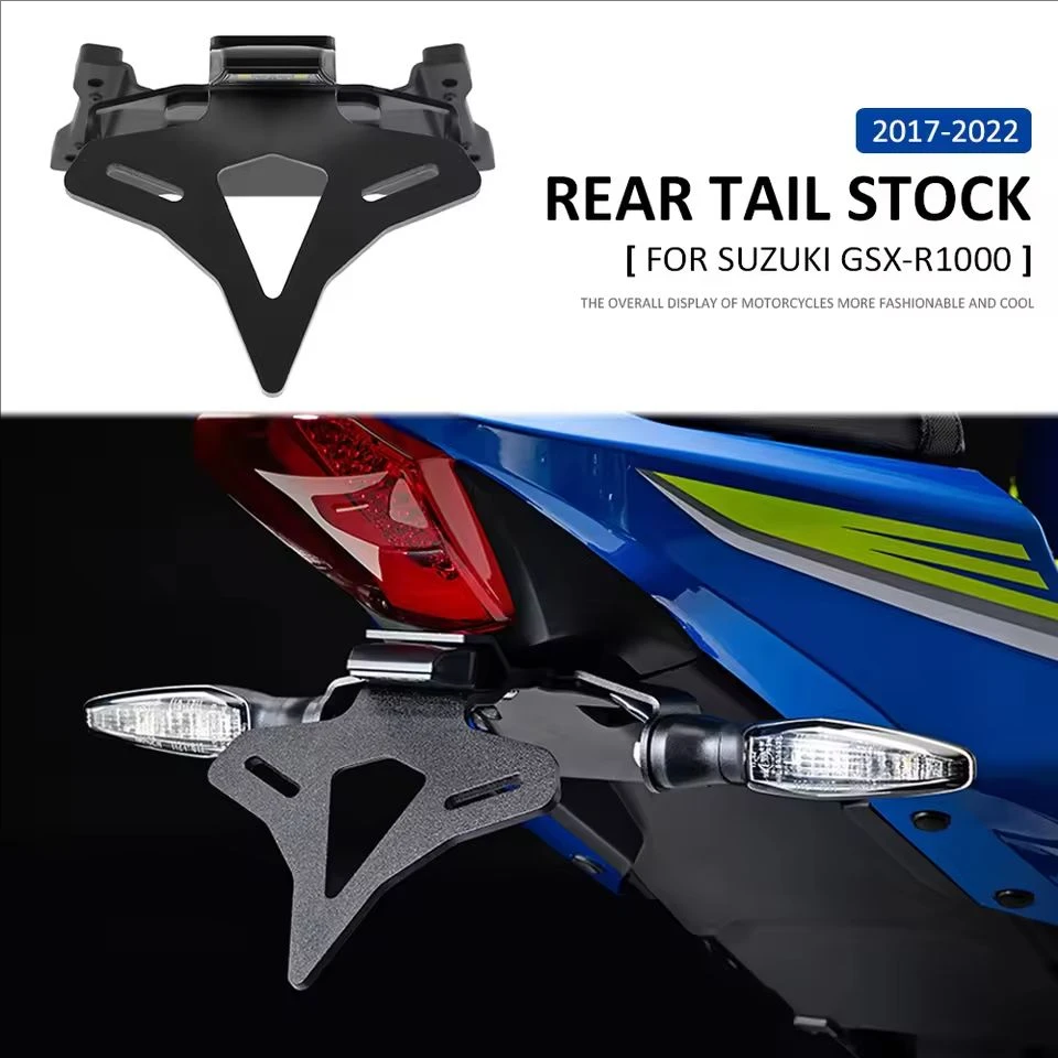 Motorcycle Rear Short Tail Stock Tidy License Plate Holder Tailstock Bracket LED Light For Suzuki GSX-R1000 GSXR1000 2017-2022