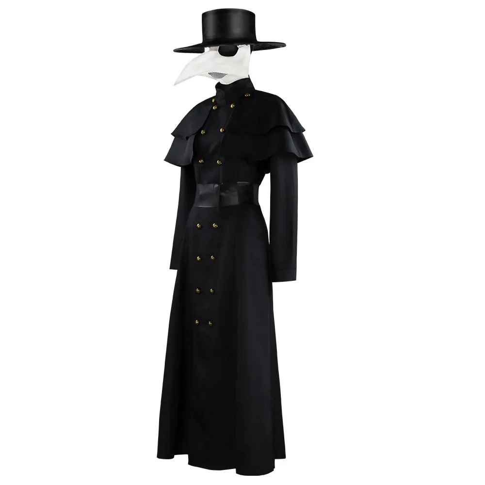 Halloween Medievale Con Cappuccio Veste Peste Dottore Costume Maschera Cappello per Gli Uomini Monaco Cosplay Steampunk Sacerdote Horror Mago Mantello Mantello