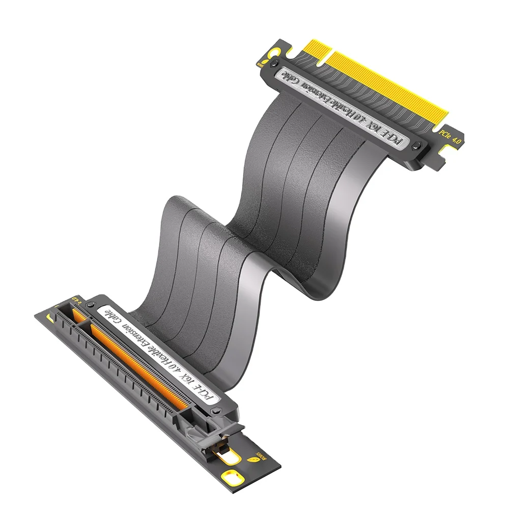 

PCI-E 4.0 Riser Cable for RTX4090 RX6950XT High-Speed X16 Adapter 90 Degree Port Extension Flexible PCIe 4.0 Extender Stock