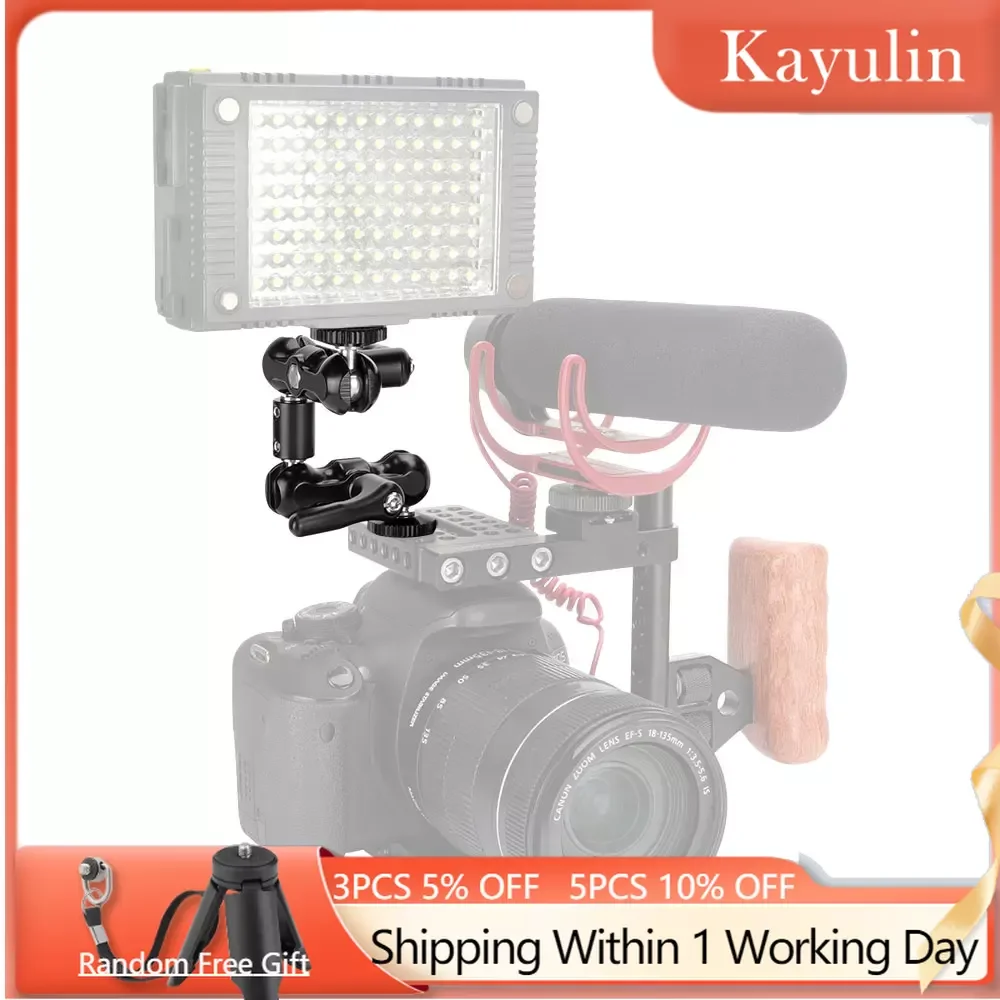 KIMRIG doppi supporti di supporto per testa a sfera da 1/4 pollici con robusta manopola di blocco centrale aggiornata per torcia/Monitor per fotocamera DSLR