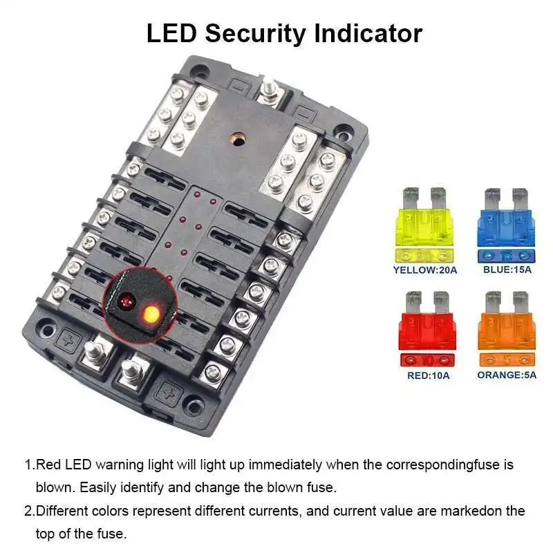 Doos Voor Auto Boot Met 6 24 Manier Blade Zekeringhouder Blok 12V 24V Power Panel Board Camper RV Accessoires
