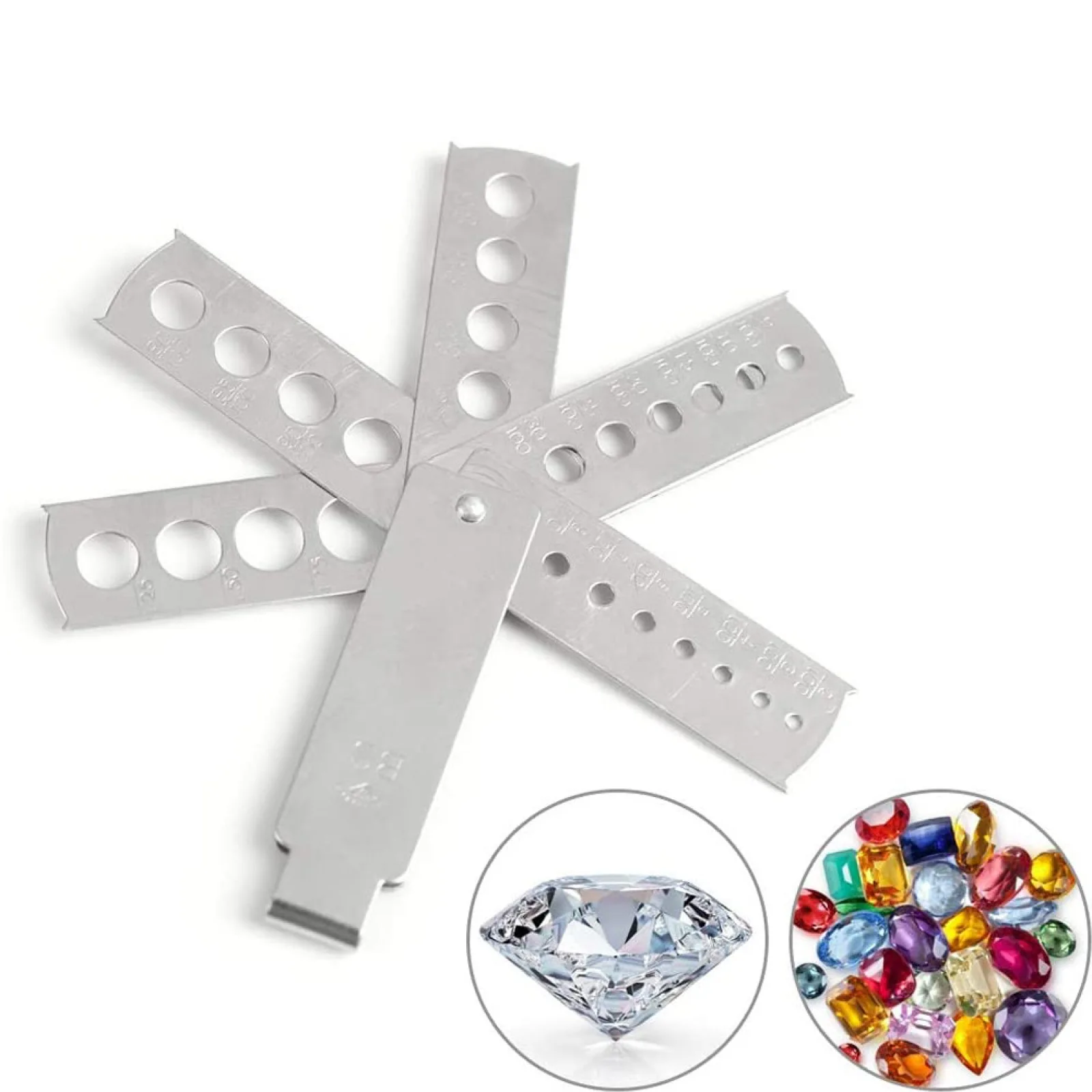Professional Stainless Steel Diamond Gem Fan Gauge Stone Measuring Tool Jewelry Equipment Accessory Jewelry Making Tools