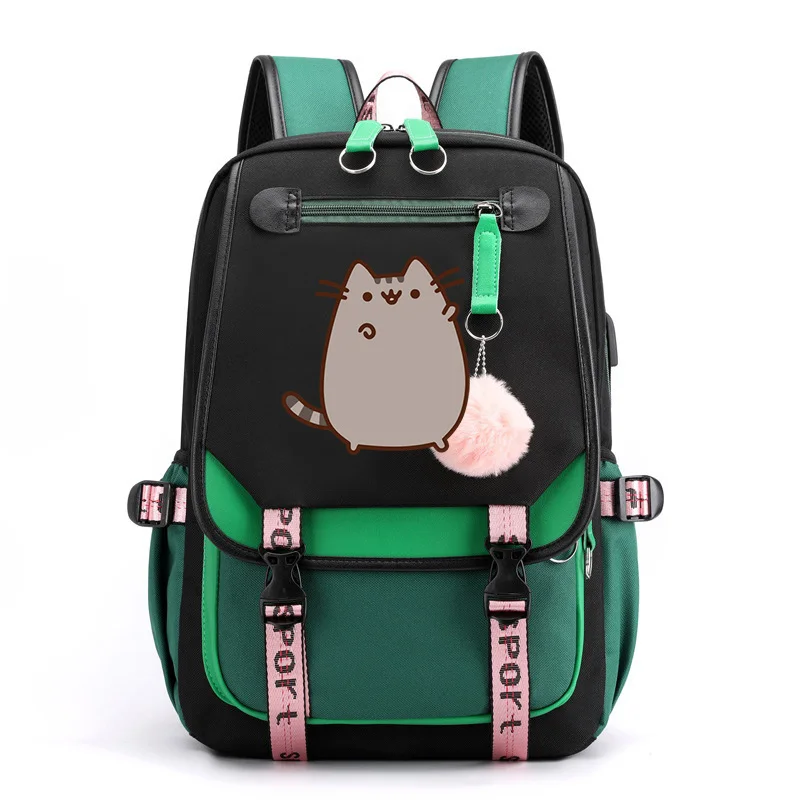 Mochila escolar con estampado de gato de dibujos animados para niños y niñas, bolsa de Libros para adolescentes, mochilas de viaje informales,