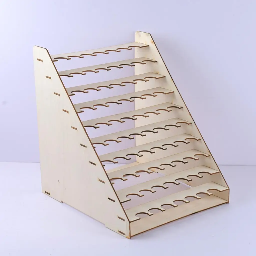 

Wooden Paint Rack Stand with 75 Holes Modular Bottle Organizer for Desk Craft DIY Pigments