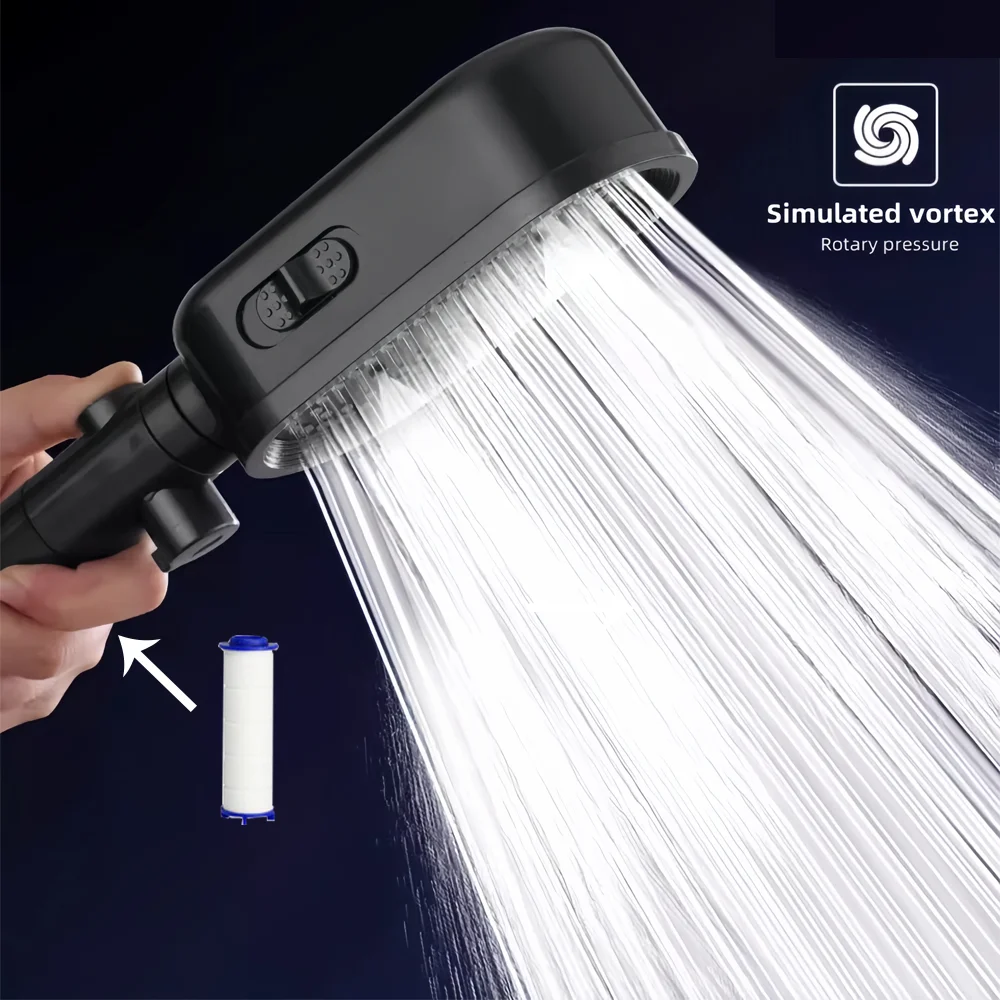 3 Modes High Pressure Shower Head Filter Handheld Adjustable Button Water Saving Large Flow Spray Nozzle Bathroom Accessories