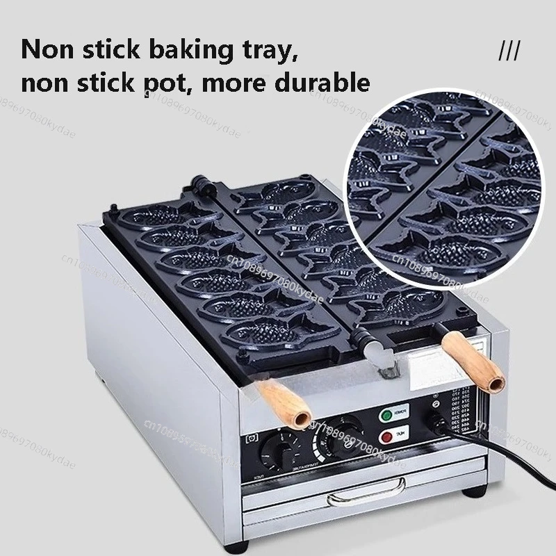 220V/110V Fish Shape With Close Mouth Taiyaki Maker Commercial Fish Shaped Waffle Electric Taiyaki Machine