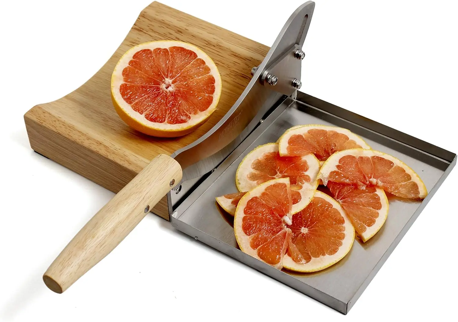 Cortador de alimentos de aço inoxidável premium com bandeja magnética para corte fácil