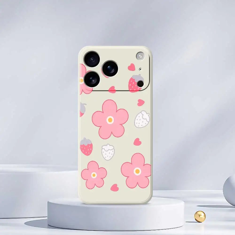 꽃과 딸기 스타일 아이폰 17 프로 맥스 17 에어 16 15 14플러스 13 12 11 프로 맥스 XS 맥스 16E 실리콘 소프트 커버