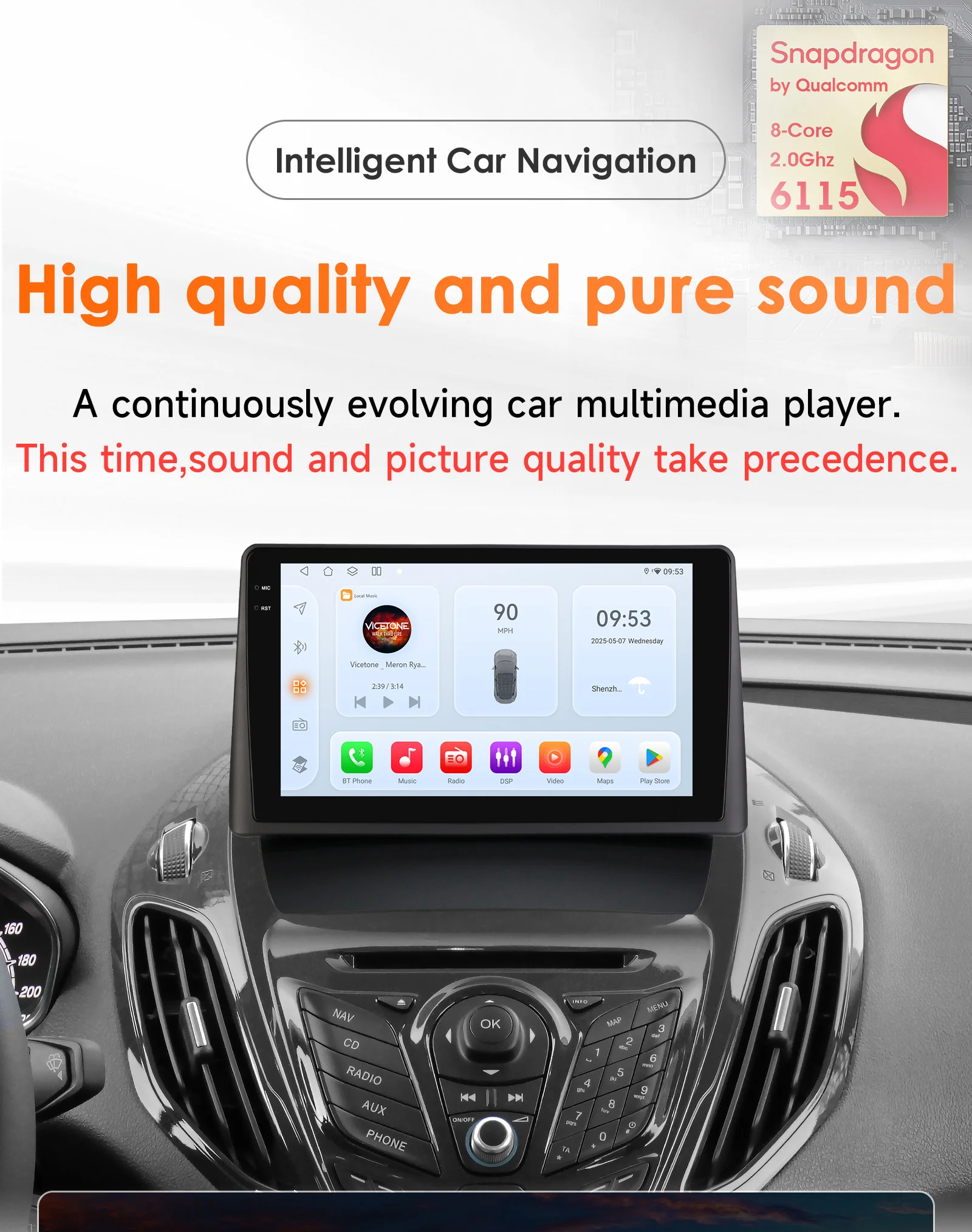 

9-дюймовый автомобильный мультимедийный плеер на Android 14 для Ford Transit Tourneo Courier 2013-2021 с Carplay, Android Auto, GPS, 360, SWC, BT