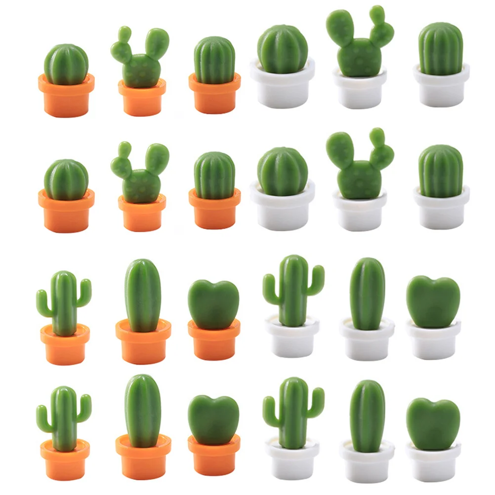 24Pcs Magnetic Fridge Creative Cactus Resin Stickers Kitchen Decorations Cartoon Refrigerator Decals
