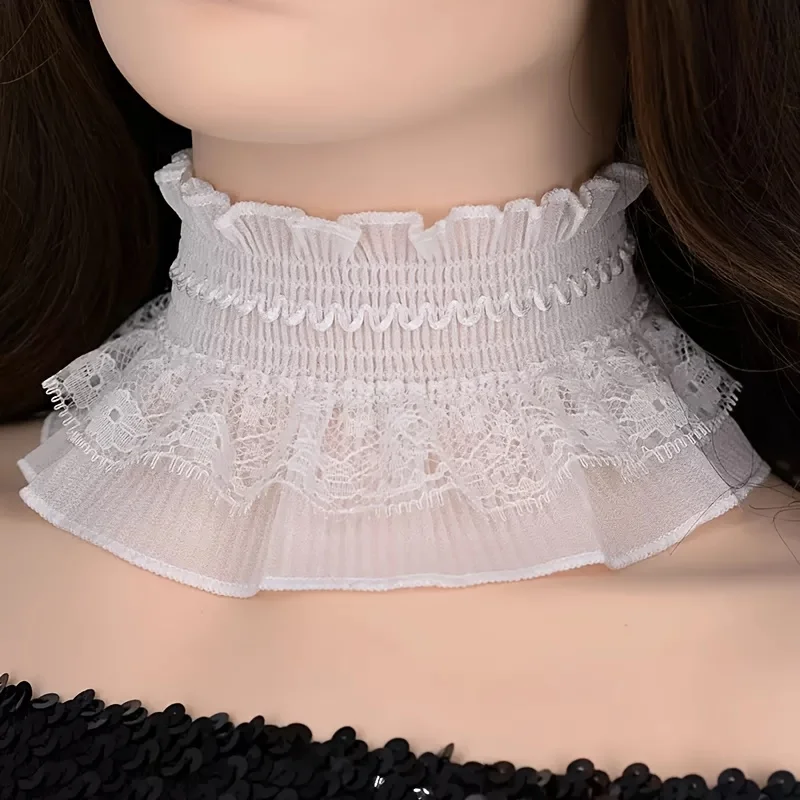 Lace false collar children's shirt collar decoration ruffled neck scarf stand-up false collar to cover scarred neck