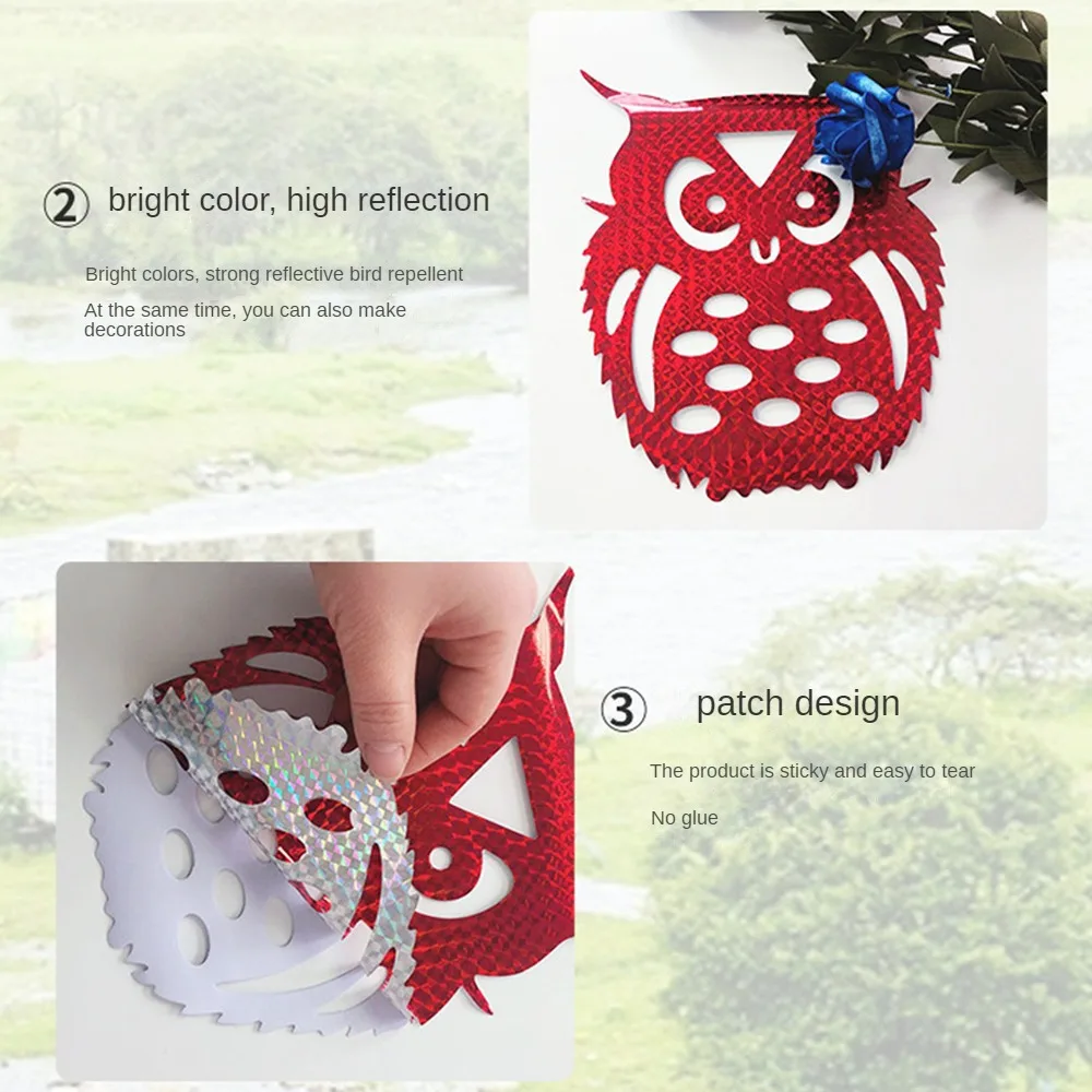 Bird Owl Patch Anti Bird High Reflection 10 Pieces Farmland Garden Supplies Bird Repellent Strong Reflection Bright Colors