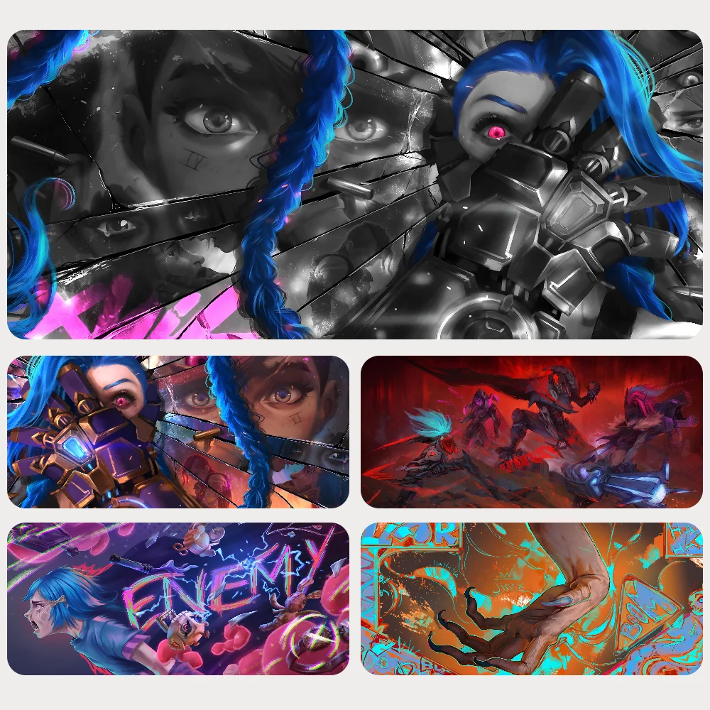 

League of Legends Arcane Jinx Mousepad Mouse Mat Desk Mat With Pad Gaming Accessories Prime Gaming XXL Keyboard Pad Padding Mat