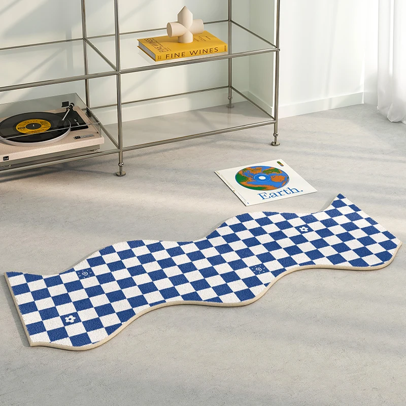 

Ковер для спальни, клетчатый современный минимализм, Детские прикроватные пушистые коврики, украшение для дома, плюшевые коврики для гостиной
