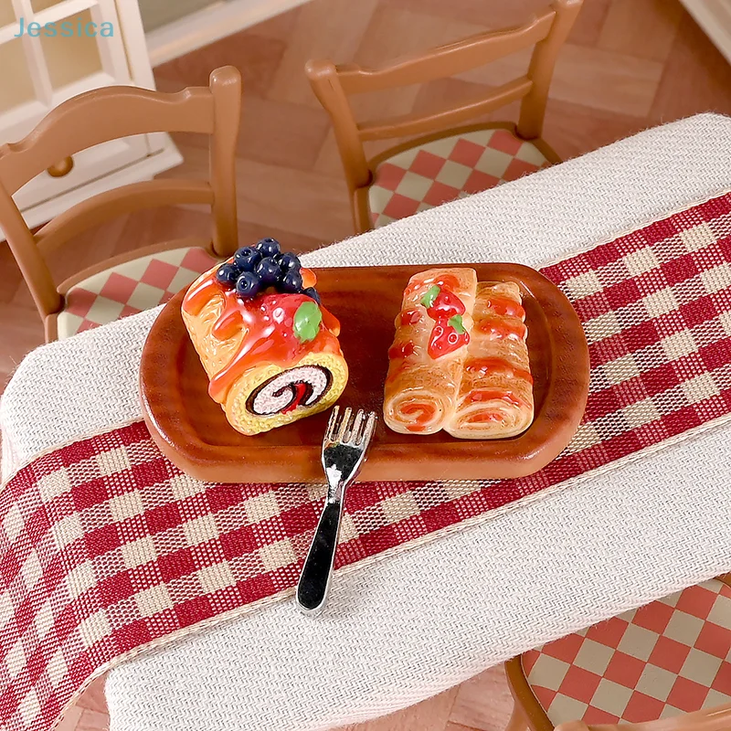 ♥ ドールハウス ミニキッチン ケーキとデザートセット、ミニフードおもちゃ シーン小道具 アクセサリー付き ごっこ遊びおもちゃ