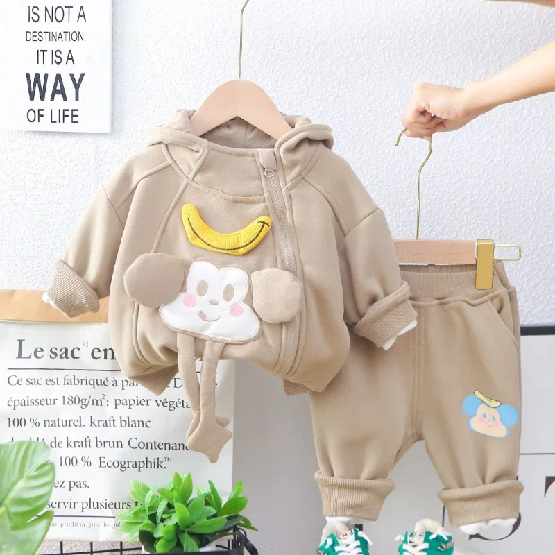New Winter Baby Girls Clothes Children Boys Thick Hooded Jacket Pants 2Pcs/Sets Toddler Clothing Infant Costume Kids Tracksuits image 2
