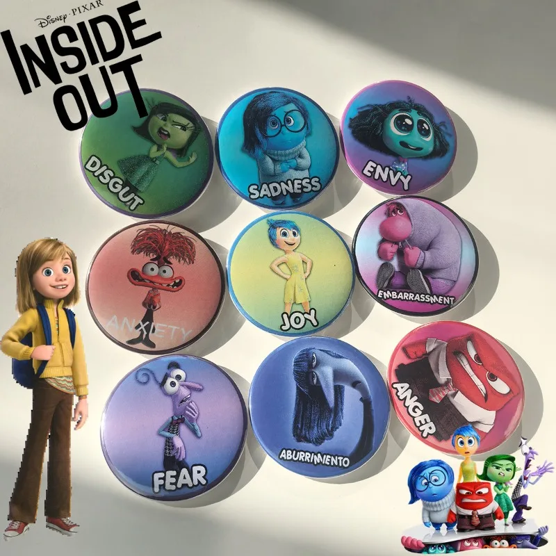 

9PCS/Set Disney Inside Out 2 Handmade Badge Joy Sadness Anger Round Lapel Pins Backpack Collar Brooch Jewelry Accessories Gifts