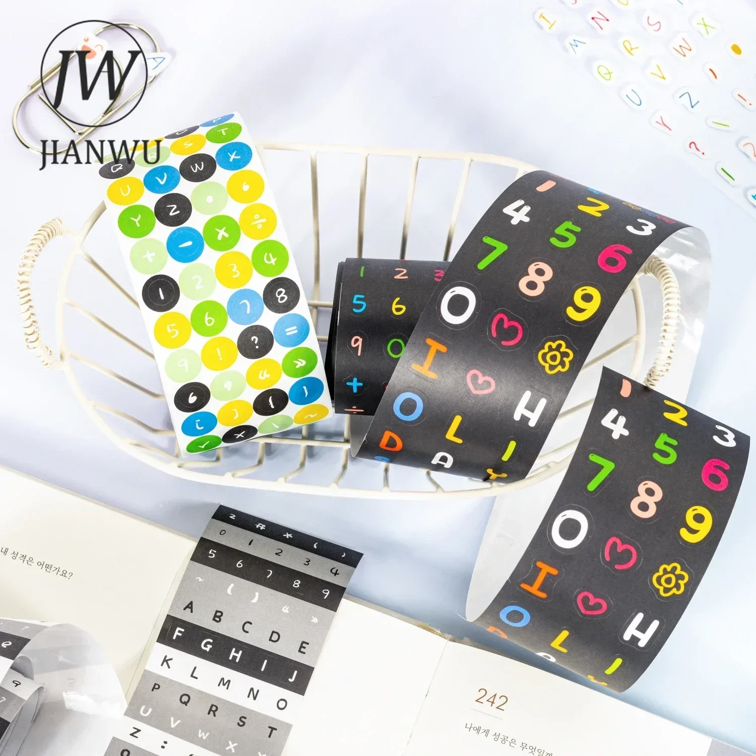 JIANWU 50mm*200cm Sweetheart Password Paradise Series Kawaii Number Material Collage Tape Creative DIY Journal Stationery