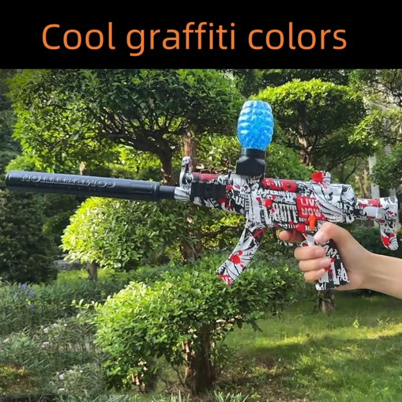 MP5 Handmatig speelgoedpistool voor kinderen met dubbel gebruik Crystal bullet elektrisch continu haar cool graffiti speelgoed interactief cadeau voor jongens