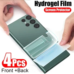 Película de hidrogel para Samsung galaxy S24 Ultra S24 Plus S24 S23 Ultra S23 FE S23plus S22Ultra, Protector de pantalla frontal, película trasera, 4 unidades