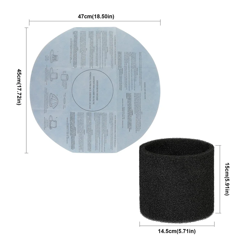 -ABJZ Rubber Bands Paper Disc Filters 90107& 90585 Foam Filter For Shop Vac Wet Dry Vacuum Cleaners,Most 5 Gallon Models