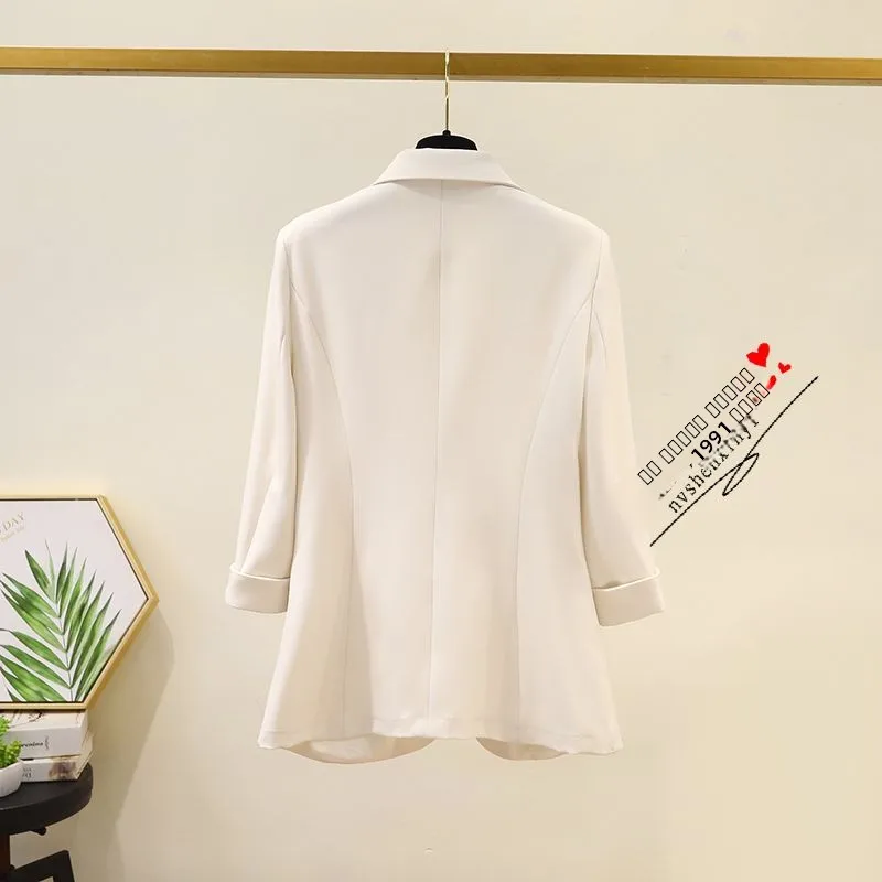 Chaqueta Casual Ajustada para Mujer, Manga Tres Cuartos, Diseño Delgado con un Solo Botón, Nueva Colección Primavera-Verano