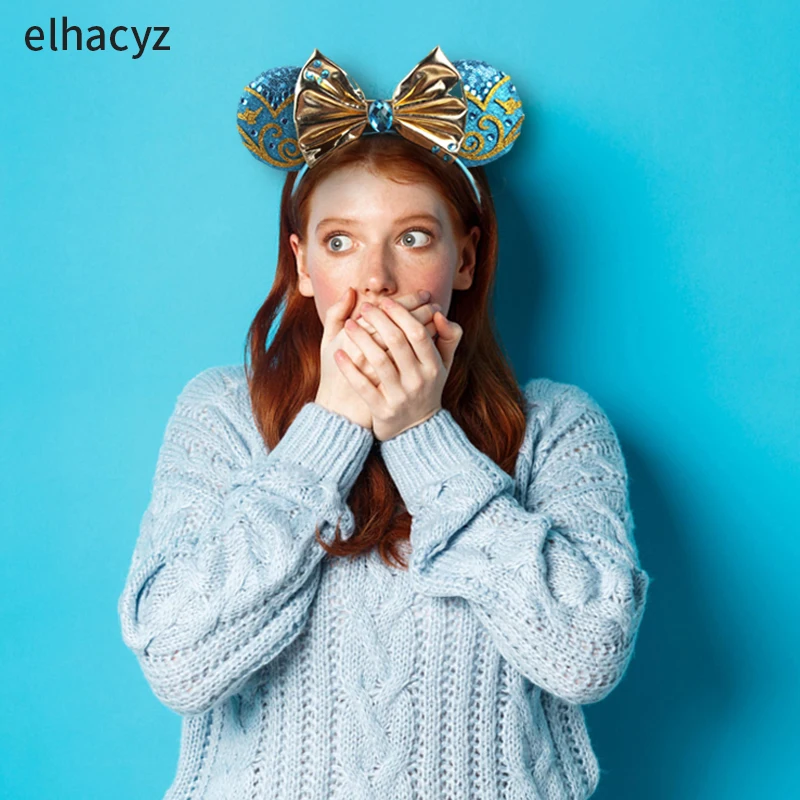 2026 Prinzessinnen-Mausohren-Stirnband für Mädchen und Frauen, Cosplay-Pailletten-Schleife, Schneewittchen-Haarband, Party-Festival-DIY-Accessoires, Kopfschmuck – Detail 9