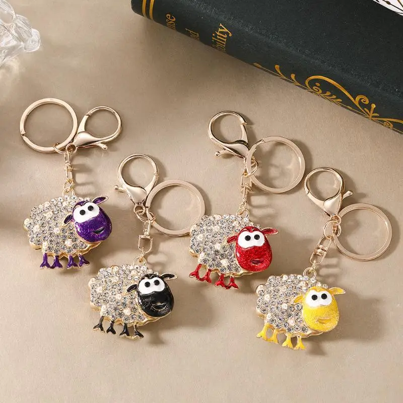 Niedlicher Strass-Schaf-Schlüsselanhänger, glänzender Kristall-Taschenanhänger, lieber Anhänger für Weihnachten, Neujahr, Geburtstagsgeschenke – Detail 1