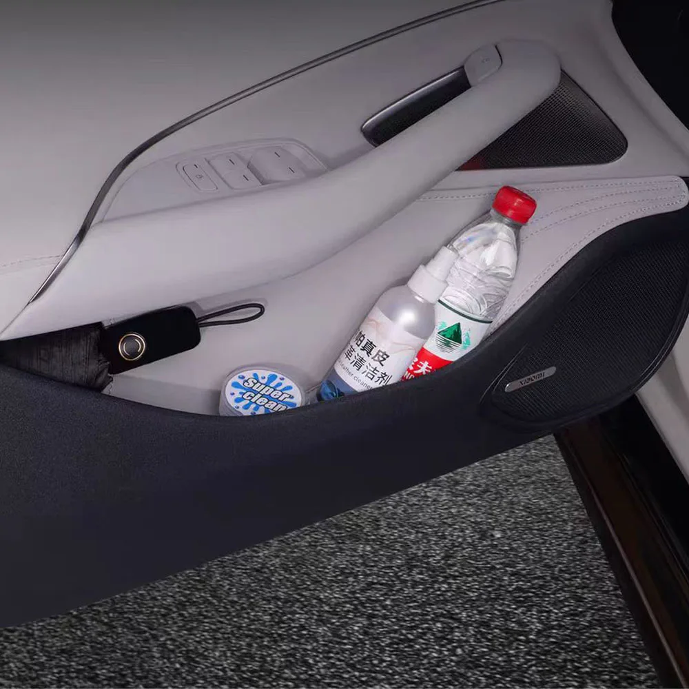 For Xiaomi SU7 2025 2026 Car Door Storage Pocket Garbage Bag Nappa Leather Storage Box Door Slot Storage Pad Interior Accessorie