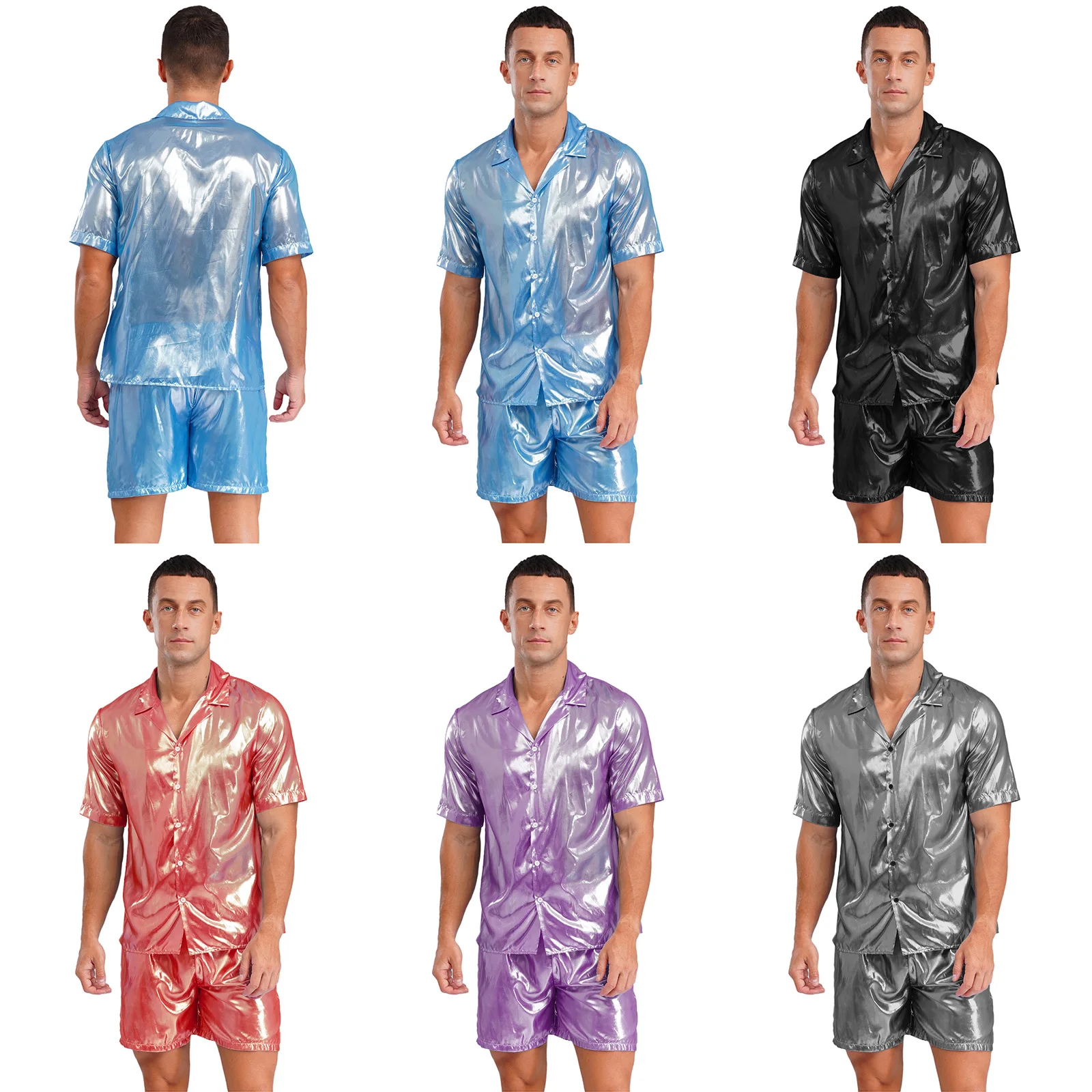 Ropa de playa brillante para hombre, camiseta transparente con garabatos de agua, Top y cintura elástica, calzoncillos Boxer sueltos para piscina, playa, ropa para discoteca nocturna