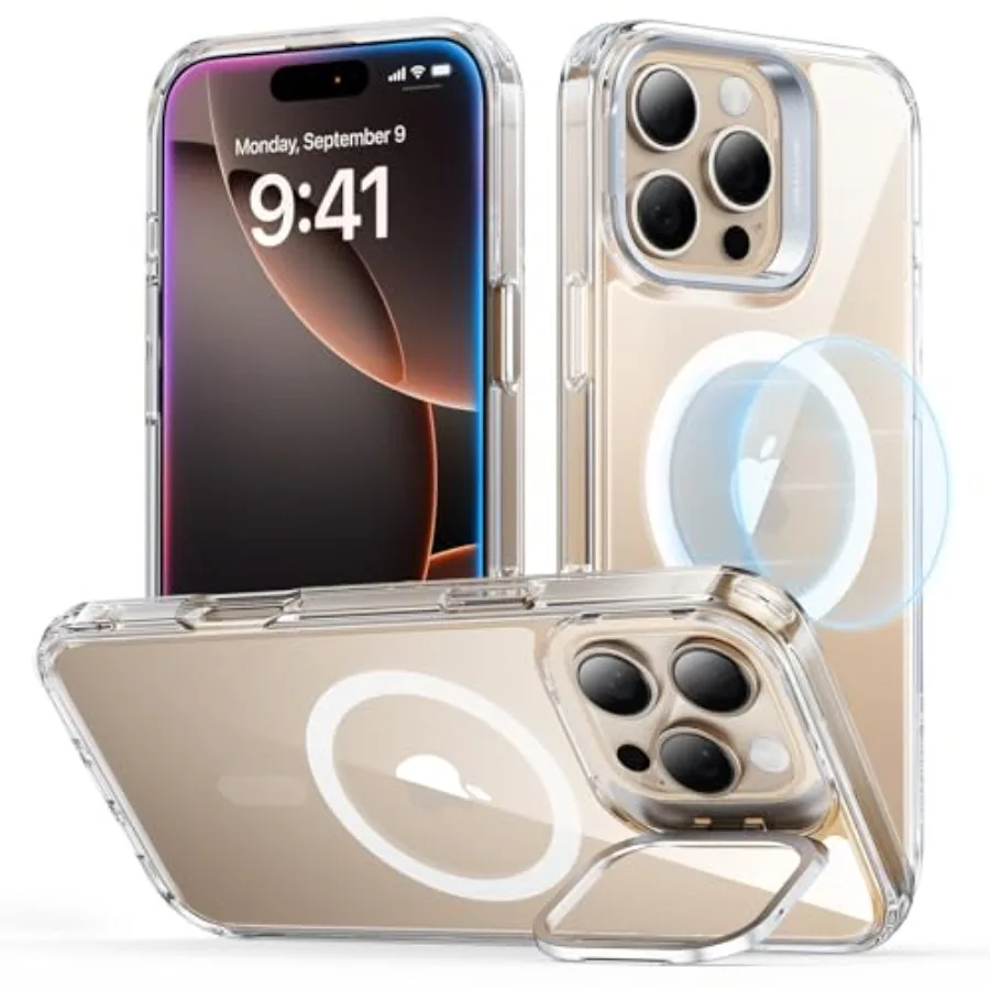 

for iPhone 16 Pro Case, Compatible with MagSafe, Military-Grade Protective Case, Built-in Stash Stand Phone Case, Scratch-Resis