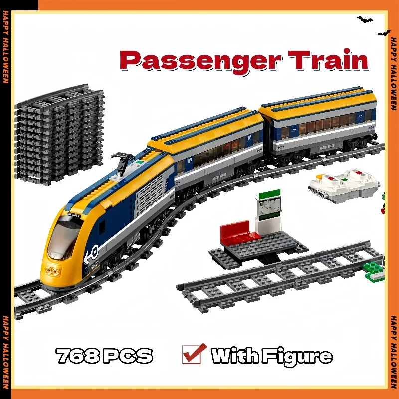 

Remote Control City Passenger Train Compatible with 60197 Railway Station Building Blocks Toy Bricks Adult Kids Birthday Gifts