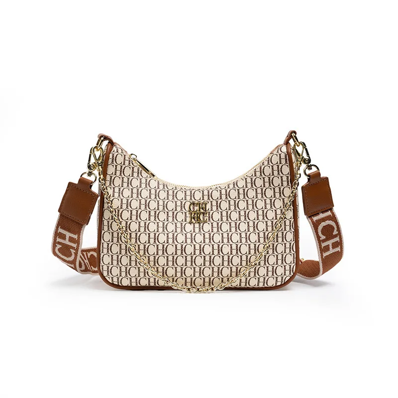 حقيبة كارولينا هيريرا 2025 تحت الإبط للنساء - حقيبة كتف قمر الهلال الفاخرة مع حزام سلسلة قابل للتعديل وتصميم بسيط