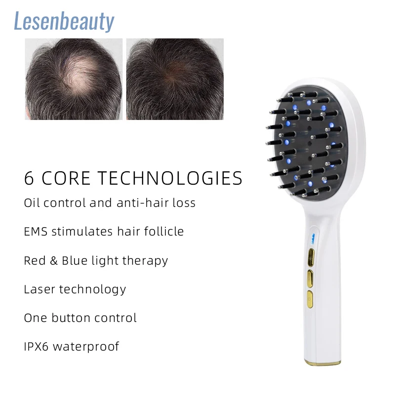 Electric Vibration Massage Comb Red Light Therapy Hair Growth Massage Scalp Brush Anti Hair Loss Liquid Oil Applicator Hair Care