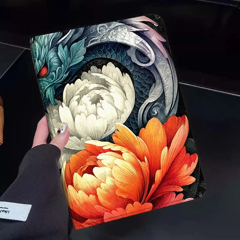 

Chinese Dragon Peony Art Tablet Case For Huawei Honor MatePad MediaPad Air 5 6 7 11 V6 V7 V8 V9 X9 X8 T10 T10s C5e T5 Gift