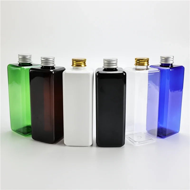 

Multicolor 300ml x 20 Empty Square Plastic Bottles With Aluminum Screw Cap PET Essential Oil Cleaning Oil Travel Packing Bottles