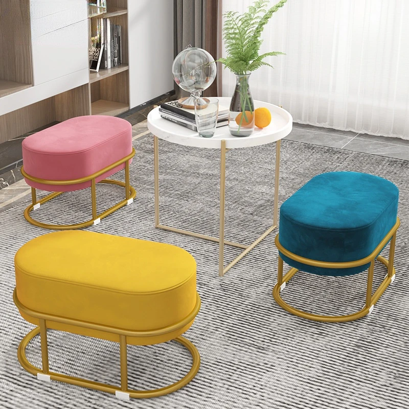 

Contemporary Luxury Ottoman Versatile Home Stool Soft Fabric Sofa Footrest Creative Foyer Shoe Changing Solution