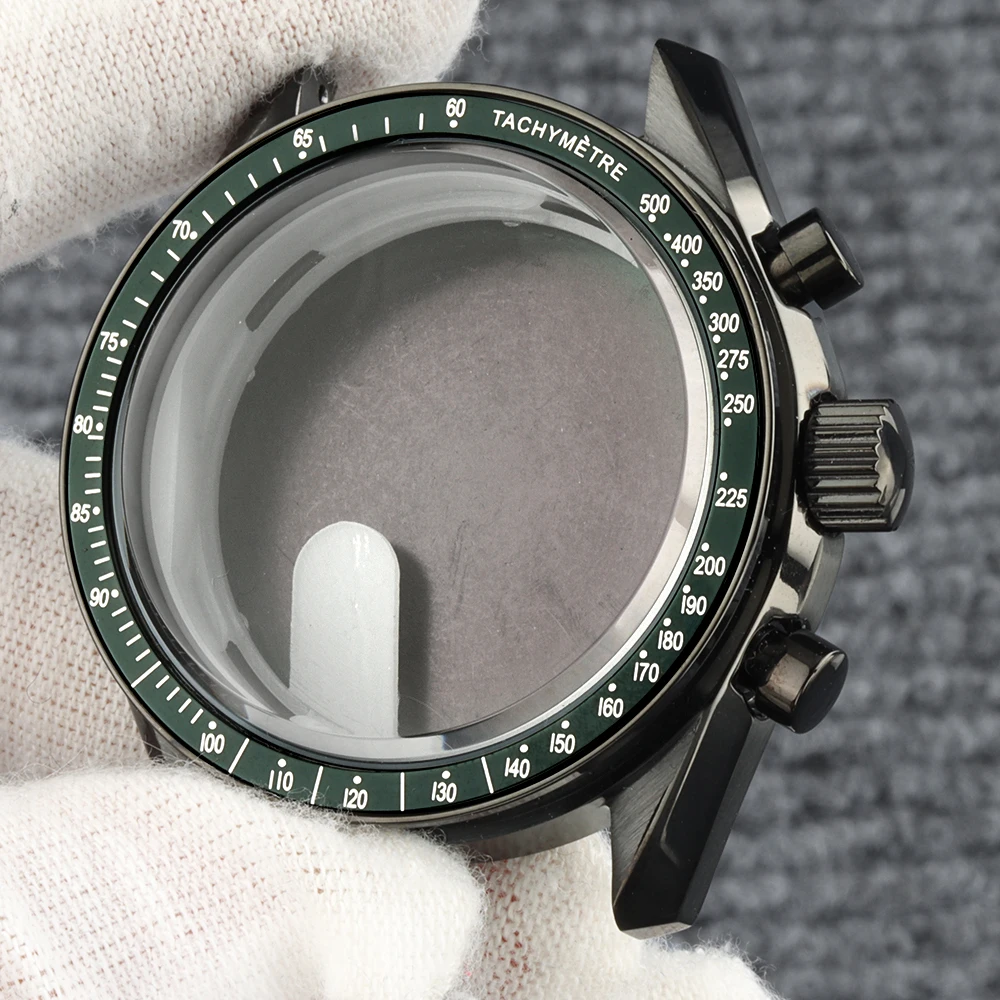 40mm VK63 Black Case Fit Speed Master Stainless Steel Watch Case fit Chronograph VK63 VK64 Movement 32.5mm Dial Waterproof Case