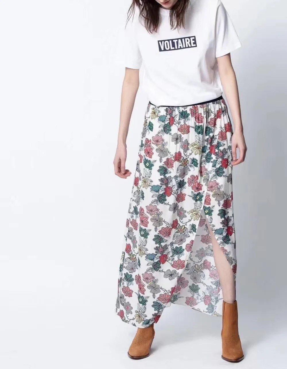 zv-new-flower-print-split-design-temperament-commuter-skirt