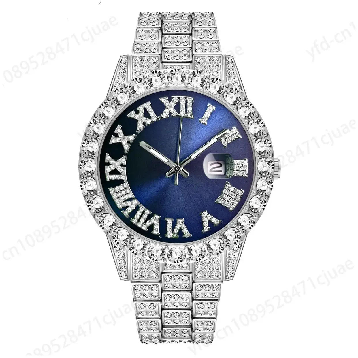 ins popular diamond-encrusted luxury steel belt quartz watch, diamond-encrusted hip-hop bracelet with set watch