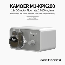 Kamoer M1-KPK200 Peristaltic Pump 25-150ml/min Adjustable Flow Dosing Pump 12V DC Motor for Laboratory(3.2x6.4 tubing)